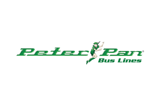 The Peter Pan Bus Line logo, which features a drawn depiction of the character Peter Pan between the green words Peter Pan.