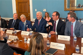 An image showing ABA President and CEO Fred Ferguson sitting at a table with policymakers in Washington, D.C.